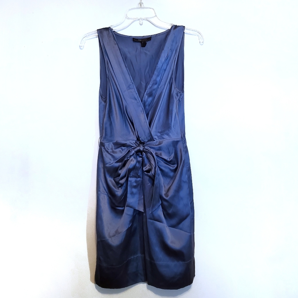 Bcbgmaxazria blue silk blend cocktail dress 4